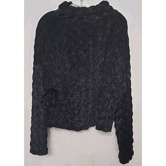 Cache‎ Velour Textured Quilted Cropped Black Sweater - Picture 1 of 7